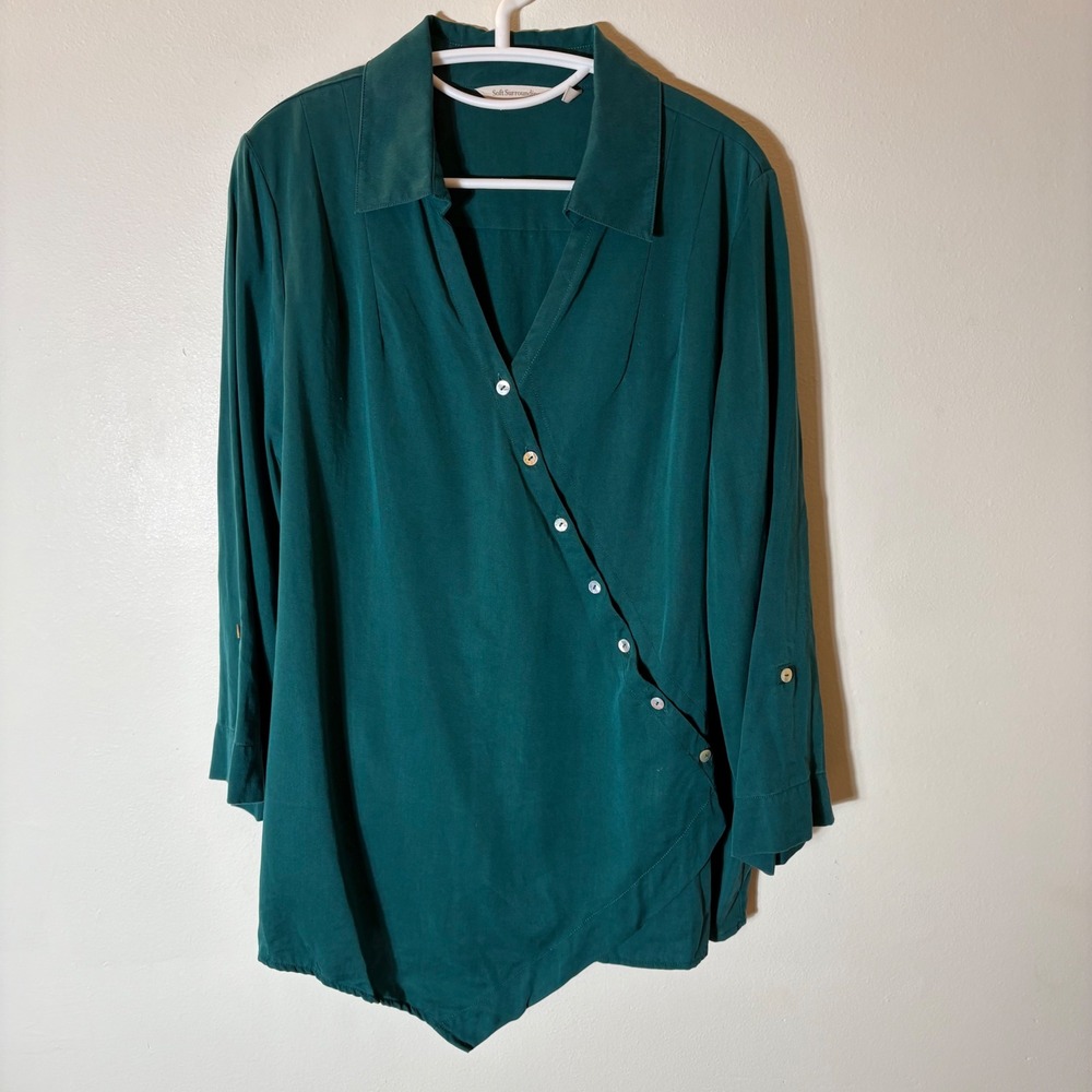 Soft Surroundings Washed Tencel‎ Tunic in Green Size PXL